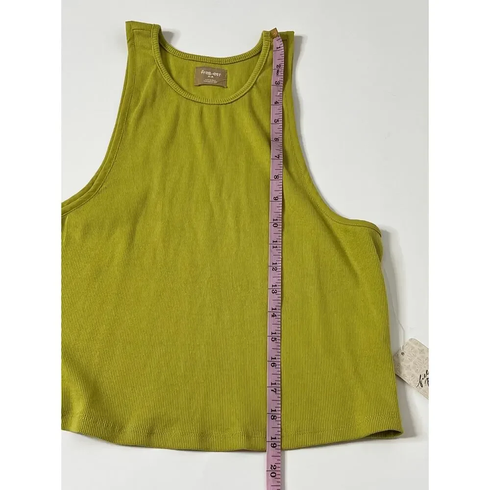 Free People Free-Est Milani Ribbed Tank Top Green Size Medium NWT